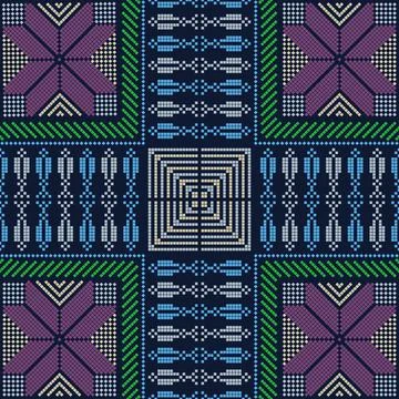Seamless pattern design with traditional Palestinian embroidery motif 库存插图