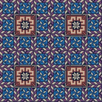 Seamless pattern design with traditional Palestinian embroidery motif Stock Illustration