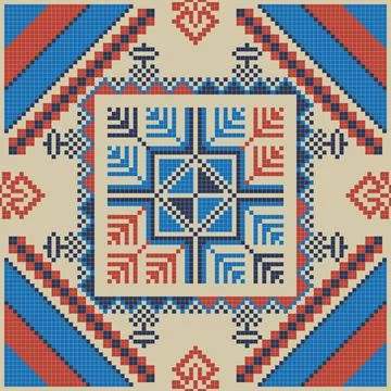 Seamless pattern design with traditional Palestinian embroidery motif Illustrazione stock