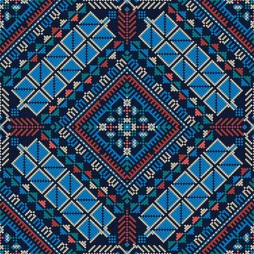 Seamless pattern design with traditional Palestinian embroidery motif イラスト素材
