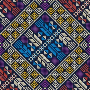 Seamless pattern design with traditional Palestinian embroidery motif イラスト素材