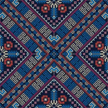 Seamless pattern design with traditional Palestinian embroidery motif イラスト素材