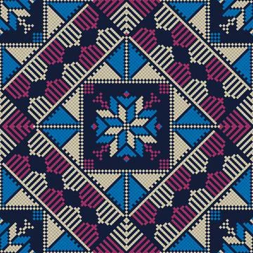 Seamless pattern design with traditional Palestinian embroidery motif Stock Illustration