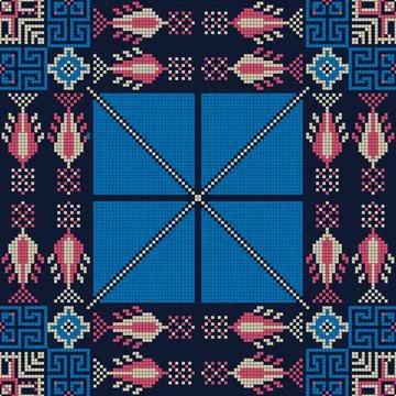 Seamless pattern design with traditional Palestinian embroidery motif Illustrazione stock