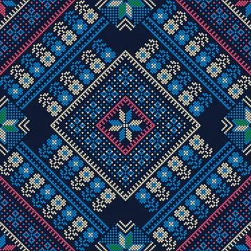 Seamless pattern design with traditional Palestinian embroidery motif Illustrazione stock