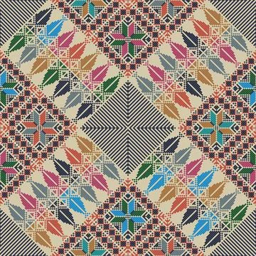 Seamless pattern design with traditional Palestinian embroidery motif イラスト素材