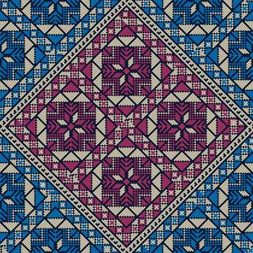 Seamless pattern design with traditional Palestinian embroidery motif イラスト素材