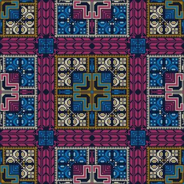 Seamless pattern design with traditional Palestinian embroidery motif Illustrazione stock