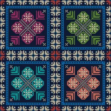 Seamless pattern design with traditional Palestinian embroidery motif Ilustración de archivo
