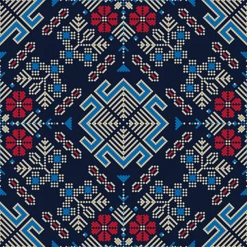 Seamless pattern design with traditional Palestinian embroidery motif Illustrazione stock
