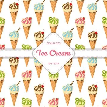 Seamless pattern design vector ice cream flat pastel colorful summer Illustrazione stock