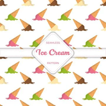 Seamless pattern design vector ice cream flat pastel colorful summer Stock Illustration