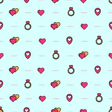 Seamless pattern with design of vector icons on the theme of "Valentine's Day Stock Illustration
