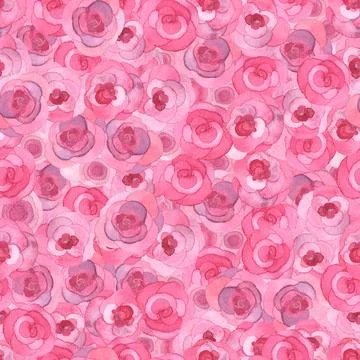 Seamless pattern design in vintage style with watercolor roses. Abstract or.. Stock Illustration
