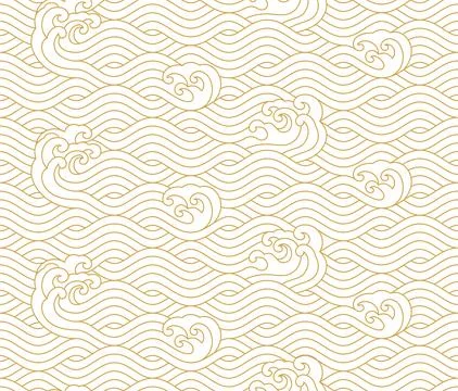 Seamless pattern design, Water wave in traditional oriental Chinese and Jap.. Stock Illustration