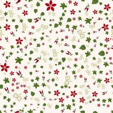 Seamless pattern design with whimsical floral elements on neutral background Illustrazione stock