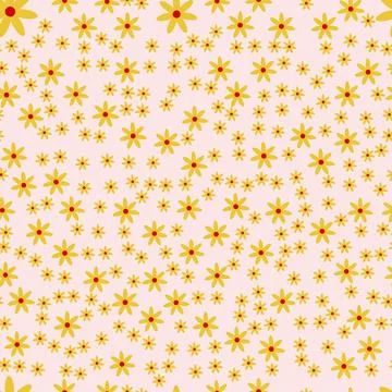 Seamless pattern design of yellow flowers on neutral background Illustrazione stock