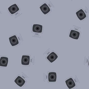 Seamless pattern desk table camera cartoon vector Stock Illustration