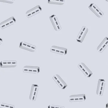 Seamless pattern desk usb hub cartoon vector Stock Illustration