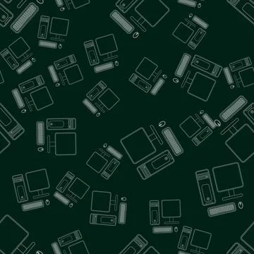 Seamless pattern with desktop pc. computer print Stock Illustration