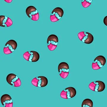 Seamless pattern dessert chocolate egg cartoon vector Stock Illustration