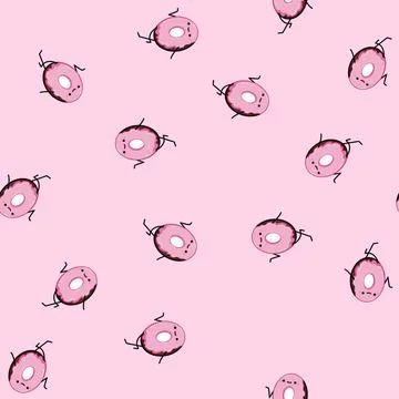 Seamless pattern dessert donut character cartoon vector Stock Illustration