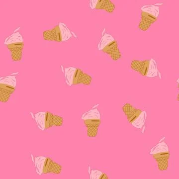 Seamless pattern dessert fallen ice cream cartoon vector Stock Illustration