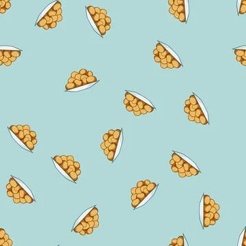 Seamless pattern dessert greek loukoumades cartoon vector Stock Illustration