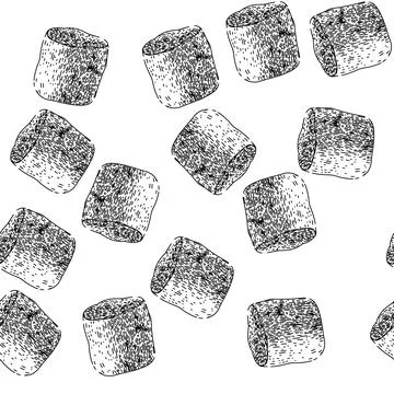 Seamless pattern dessert marshmallow candy sketch hand drawn Stock Illustration