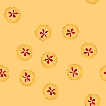 Seamless pattern dessert pie with berry filling top view Stock Illustration