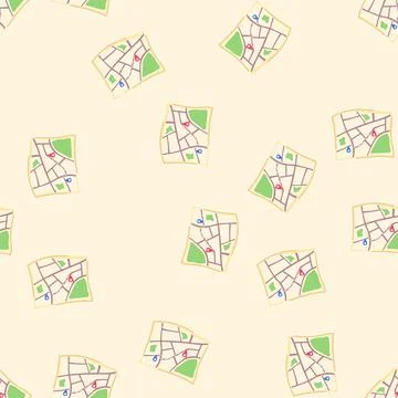 Seamless pattern destination map cartoon vector Illustrazione stock