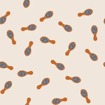 Seamless pattern detangle hair brush wooden cartoon vector Stock Illustration