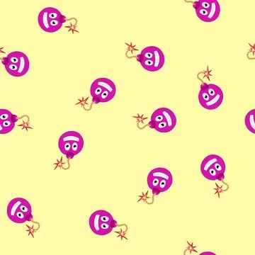 Seamless pattern detonation bomb character cartoon vector Stock Illustration