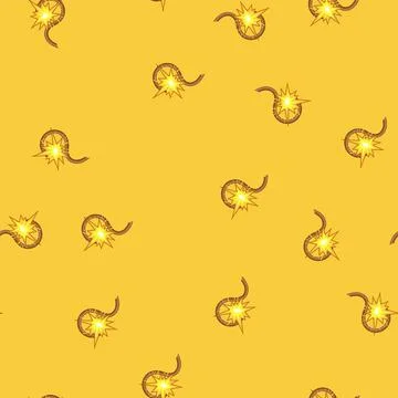 Seamless pattern detonation dynamite fuse cartoon vector Stock Illustration