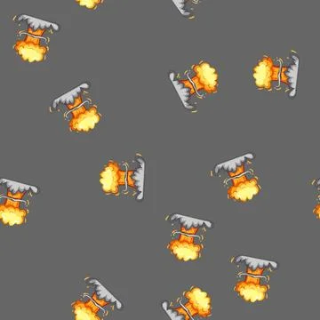 Seamless pattern detonation explosion effect cartoon vector Illustrazione stock