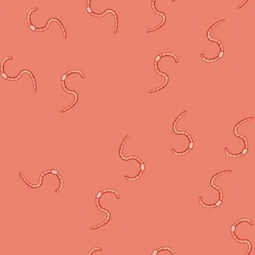 Seamless pattern detritivore worm cartoon vector Stock Illustration