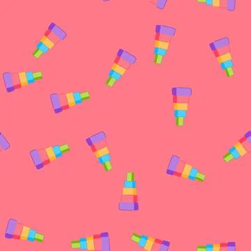 Seamless pattern developmental stacking toy cartoon vector Stock Illustration