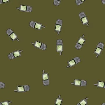 Seamless pattern device gandheld gps cartoon vector 库存插图