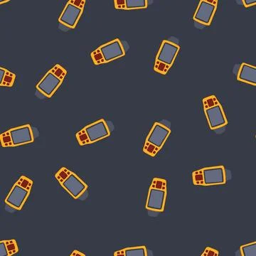 Seamless pattern device handheld gps cartoon vector Illustrazione stock