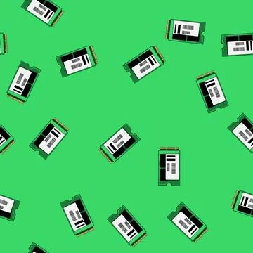 Seamless pattern device ssd storage cartoon vector 库存插图