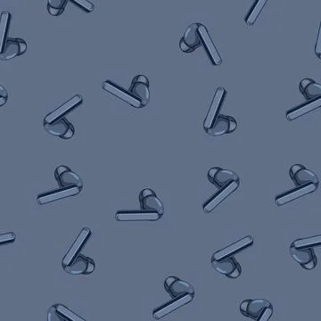 Seamless pattern device wireless earphones cartoon vector 스톡 일러스트