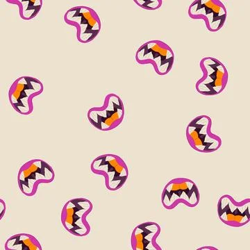 Seamless pattern devour monster mouth cartoon vector Illustrazione stock