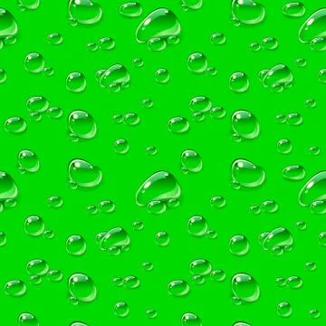 Seamless pattern. Dew drops on green background Stock Illustration