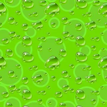 Seamless pattern. Dew drops on green background Stock Illustration