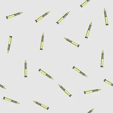 Seamless pattern diabetes insulin pen cartoon vector Stock Illustration