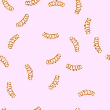 Seamless pattern diadem tiara crown cartoon vector 스톡 일러스트