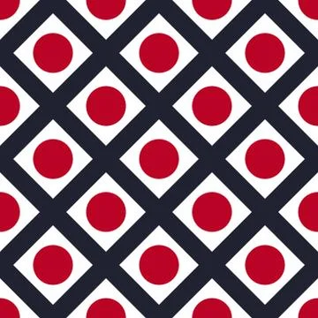 Seamless pattern of diagonal circle. Festive US flag color. Stock Illustration