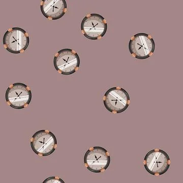 Seamless pattern dial clock vintage cartoon vector Illustrazione stock