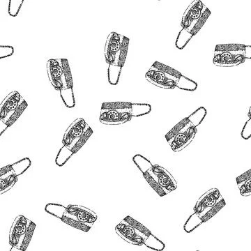 Seamless pattern dial rotary telephone sketch hand drawn Illustrazione stock