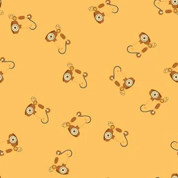Seamless pattern dial telephone retro cartoon vector Stock Illustration